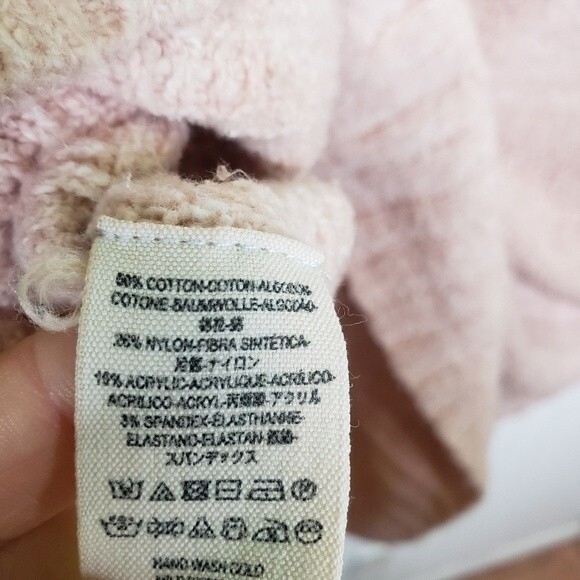 Free People Oversized Baby Pink Knit Tunic Laced Cotton Sweater Dress Size Small - Picture 9 of 11